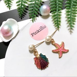 "Meet Mermaid" Shell & Star with Pearl Earrings